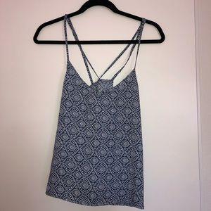 Hollister Blue and White Patterned Tank Top
